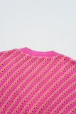 Pink Striped Buttoned V Neck Drop Shoulder Cardigan