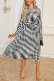 Houndstooth Tie Waist Dress