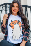 White GHOST HIM Bat Graphic Crewneck Halloween T Shirt