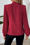 Red Lantern Sleeves Bowknot Blouse