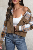 Khaki Plaid Colorblock Corduroy Jacket