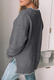 Solid Color Split Hem Sweater
