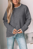 Solid Color Split Hem Sweater