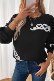 Heart Embroidery Black Sweater