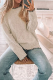 Solid Color Split Hem Sweater