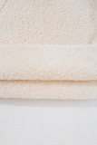 White Solid Fleece High Neck Drop Shoulder Pullover Sweatshirt