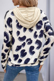 Hooded Leopard Drawstring Sweatshirt