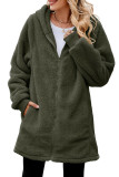 Fleece Zipper Hooded Long Coat
