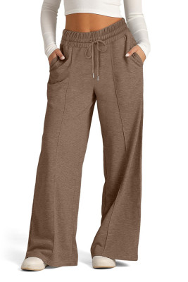 Solid Color High Waist Wide Let Pants