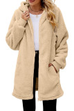 Fleece Zipper Hooded Long Coat
