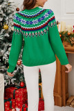 Green Christmas Jacquard Knitting Cardigan
