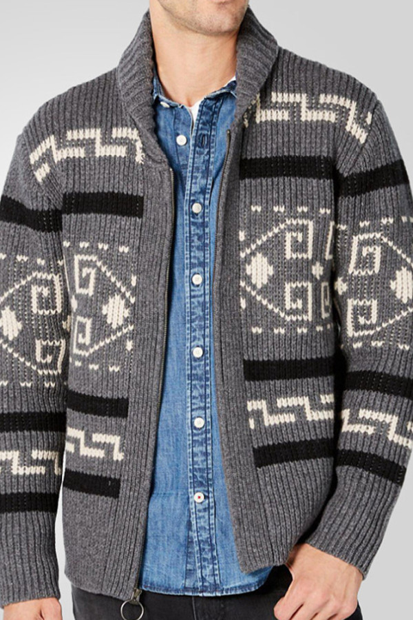 Men's Jacquard Knitting Cardigan