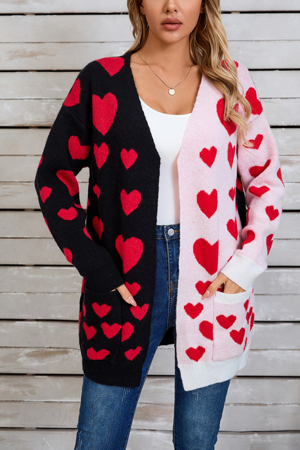 Valentine Heart Front Open Cardigan