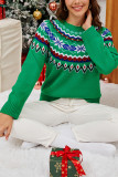 Green Christmas Jacquard Knitting Cardigan