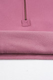 Valerian Fleece Lined Half Zipper Kangaroo Pockets Loose Hoodie
