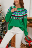 Green Christmas Jacquard Knitting Cardigan