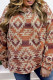 Red Plus Size Western Fashion Aztec Patterned Half Zip High Neck Hoodie