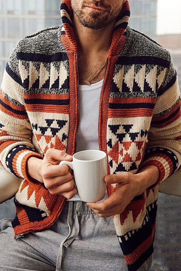 Men's Aztec Knitting Cardigan