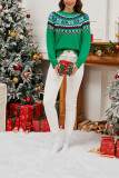 Green Christmas Jacquard Knitting Cardigan