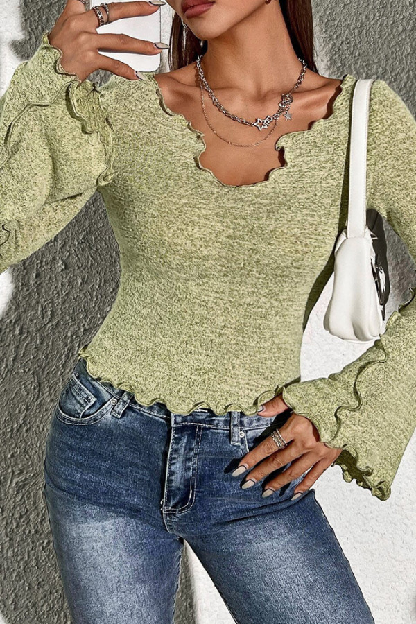 Green Flare Sleeves Top
