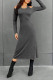 Grey Cold Shoulder Midi Dress