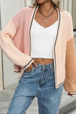 Colorblock Splicing Front Open Cardigan