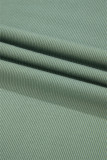 Mint Green Ribbed Colorblock Patchwork Raglan Long Sleeve Top