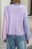 Colorblock Splicing Front Open Cardigan