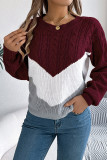 Colorblock Cable Knitting Sweater