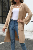 Solid Color Hooded Knitting Cardigan