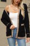 Front Open Colorblock Knitting Cardigan
