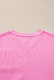 Bonbon Lace Floral Patchwork Sleeve Stitching V Neck Rib Knit Blouse