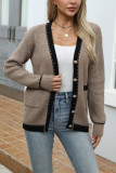 Front Open Colorblock Knitting Cardigan