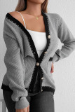Front Open Colorblock Knitting Cardigan