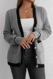 Front Open Colorblock Knitting Cardigan
