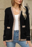 Front Open Colorblock Knitting Cardigan
