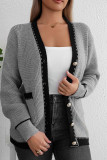 Front Open Colorblock Knitting Cardigan