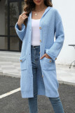 Solid Color Hooded Knitting Cardigan