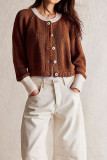 Colorblock Crew Neck Front Open Cardigan