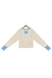 Colorblock Crew Neck Front Open Cardigan