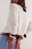 Colorblock Crew Neck Front Open Cardigan