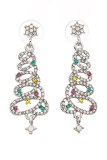 Rhinestone Bling Christmas Tree Earrings