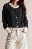Colorblock Crew Neck Front Open Cardigan