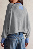 Colorblock Crew Neck Front Open Cardigan