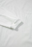 White Ribbed Corduroy Oversized Sweatshirt