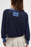 Colorblock Crew Neck Front Open Cardigan