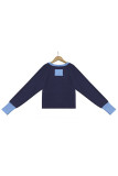 Colorblock Crew Neck Front Open Cardigan