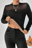 Black Mesh Long Sleeves Slim Top