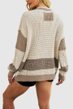 Colorblock Buttoned Knitting Cardigan