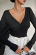 Black V Neck Long Sleeves Ribbed Knitting Top